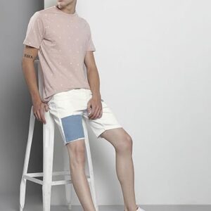 The Indian Garage Co Men Slim Fit Solid Mid-Rise Denim Shorts