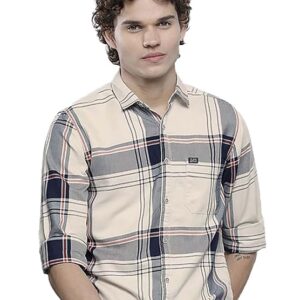 The Indian Garage Co Men Slim Fit Checkered Full Sleeves Spread Collar Casual Shirt